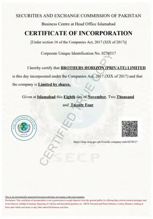 Certificate of Incorporation